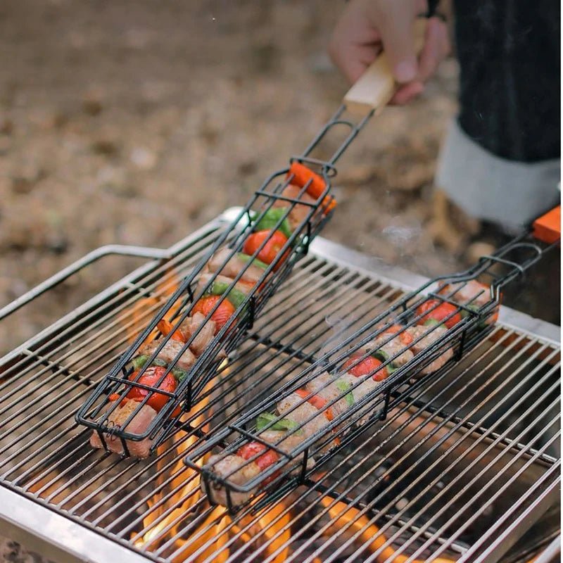 Filet de pique-nique pour viande et légumes, manche en bois extérieur - Tout pour le Camping