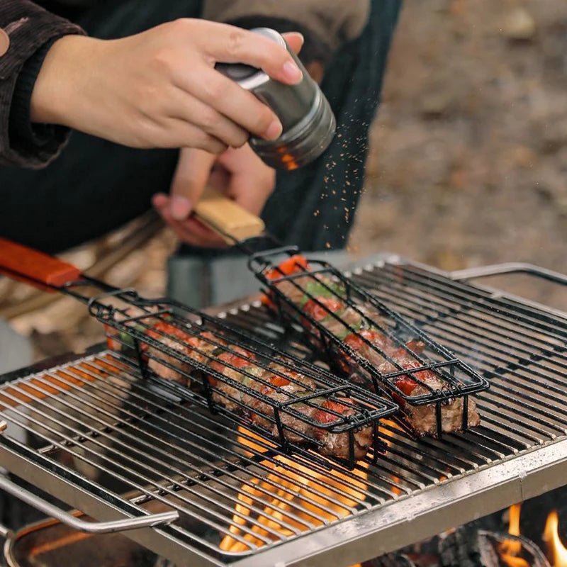 Filet de pique-nique pour viande et légumes, manche en bois extérieur - Tout pour le Camping