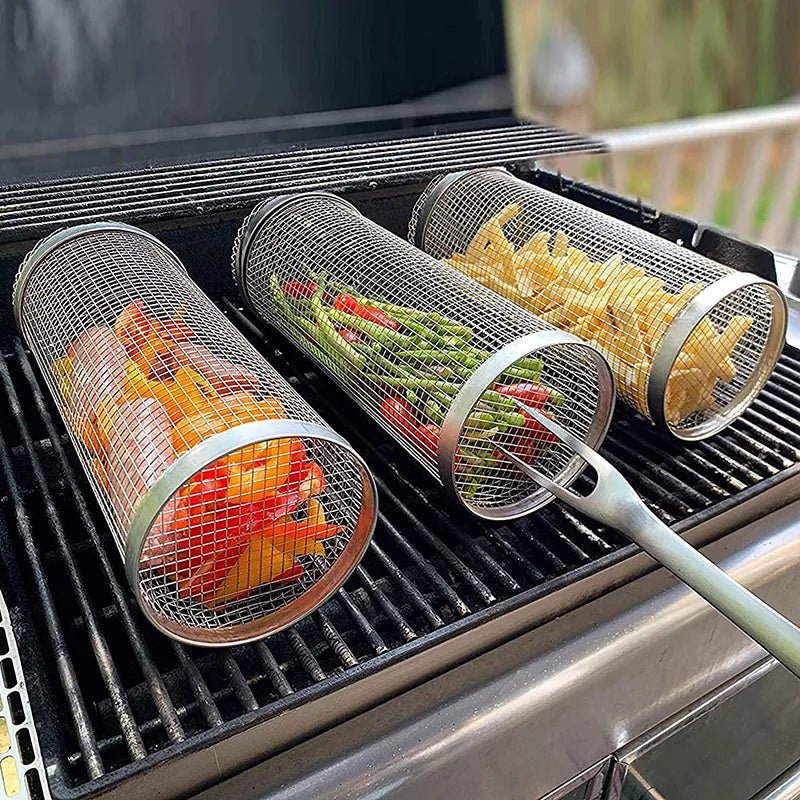 Panier à griller rond en acier inoxydable pour de magnifiques grillades - Tout pour le Camping